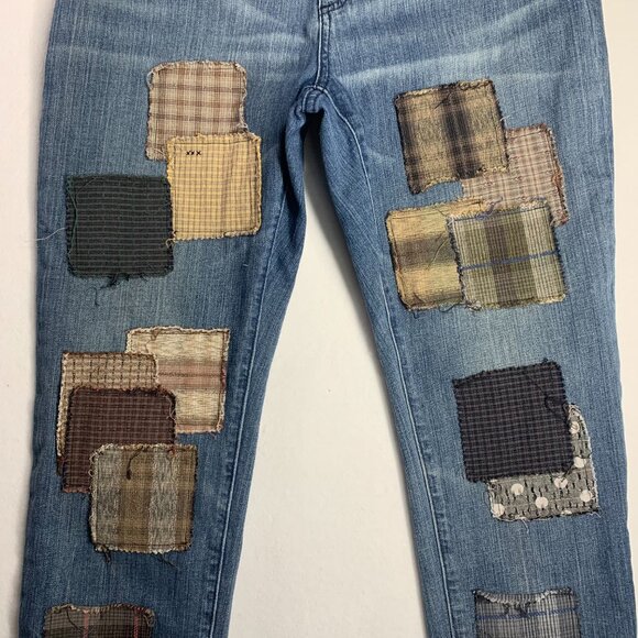 Michael Kors Jeans Boho Neutral Patched Ankle Gold Chain Refashioned Womens 14 - Picture 3 of 11